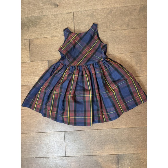 Ralph Lauren Dress Girls 3T Blue Red Tartan Plaid Sleeveless Party‎ Holiday - Picture 2 of 5